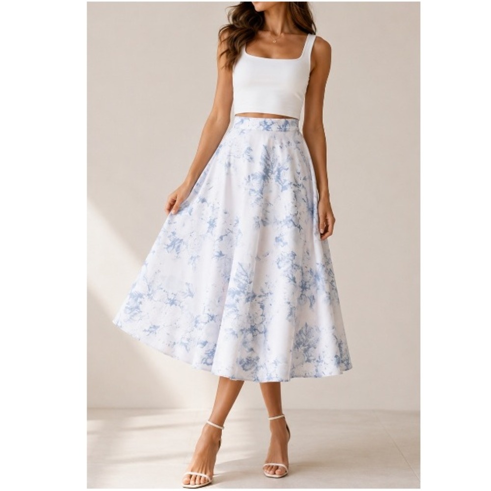 Maison Amory Women's Pink Rose The Ballroom Midi Skirt Size M NWT